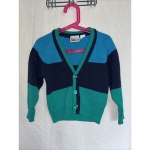 Vintage 1990's McKids Cardigan Colorful Button Down V-Neck Sweater Boys Size 4